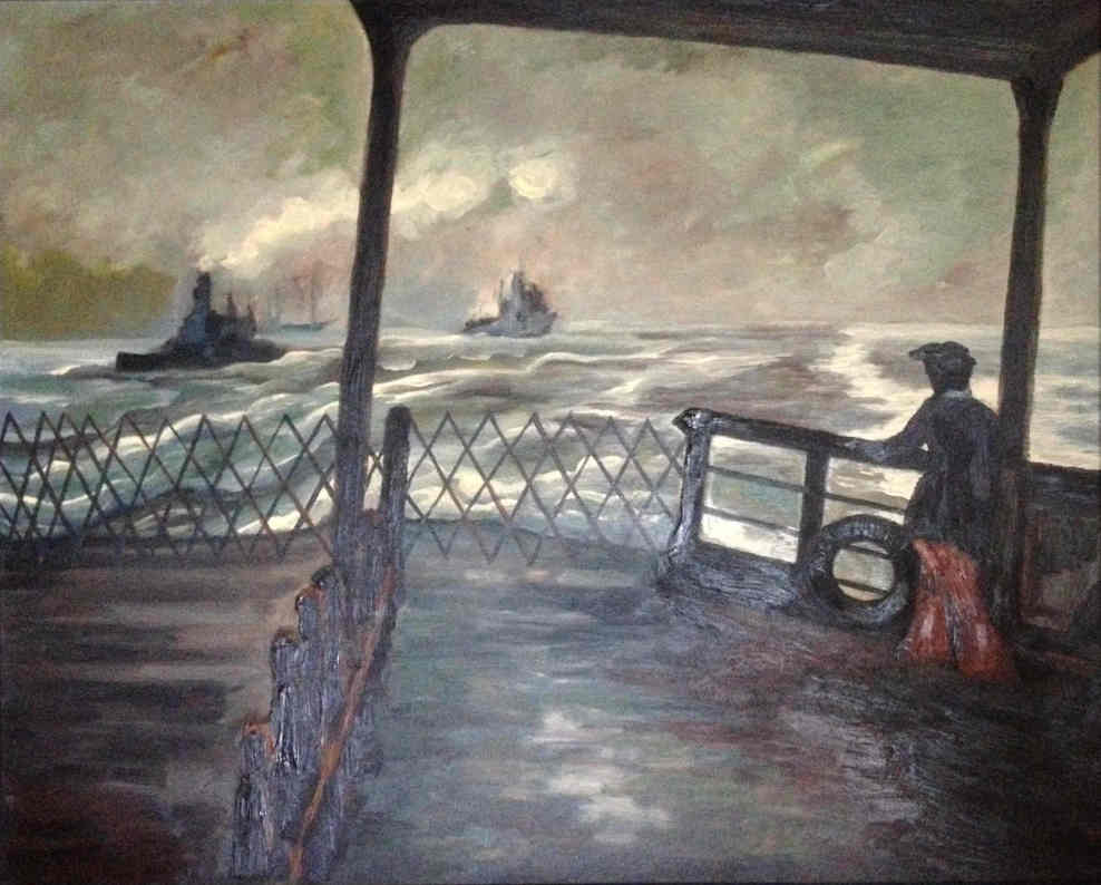 The Wake Of The Ferry 1971 After John Sloan oil on panel 32x26